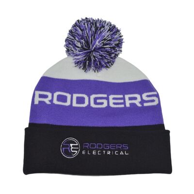 Custom Made Soft Warm Jacquard Pom Pom Knitted Cap Purple Colour